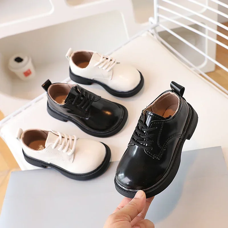 Children Shoes School Uniform Versatile Kids Leather Shoes Black Causal Boys Girls Fashion Performance Flat Shoes Simple Trend