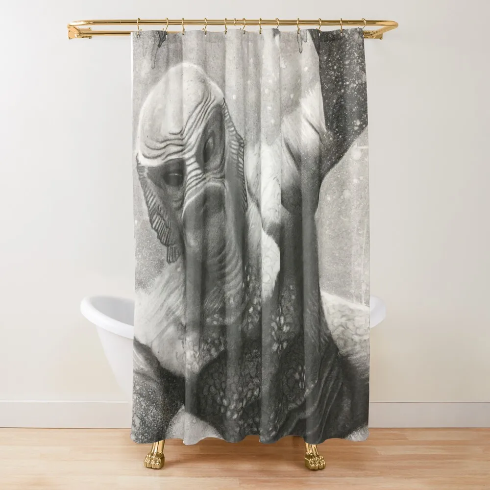 

Black Lagoon Creature Drawing Shower Curtain Washable Waterproof Fabric Shower Bathroom Shower Set Curtain