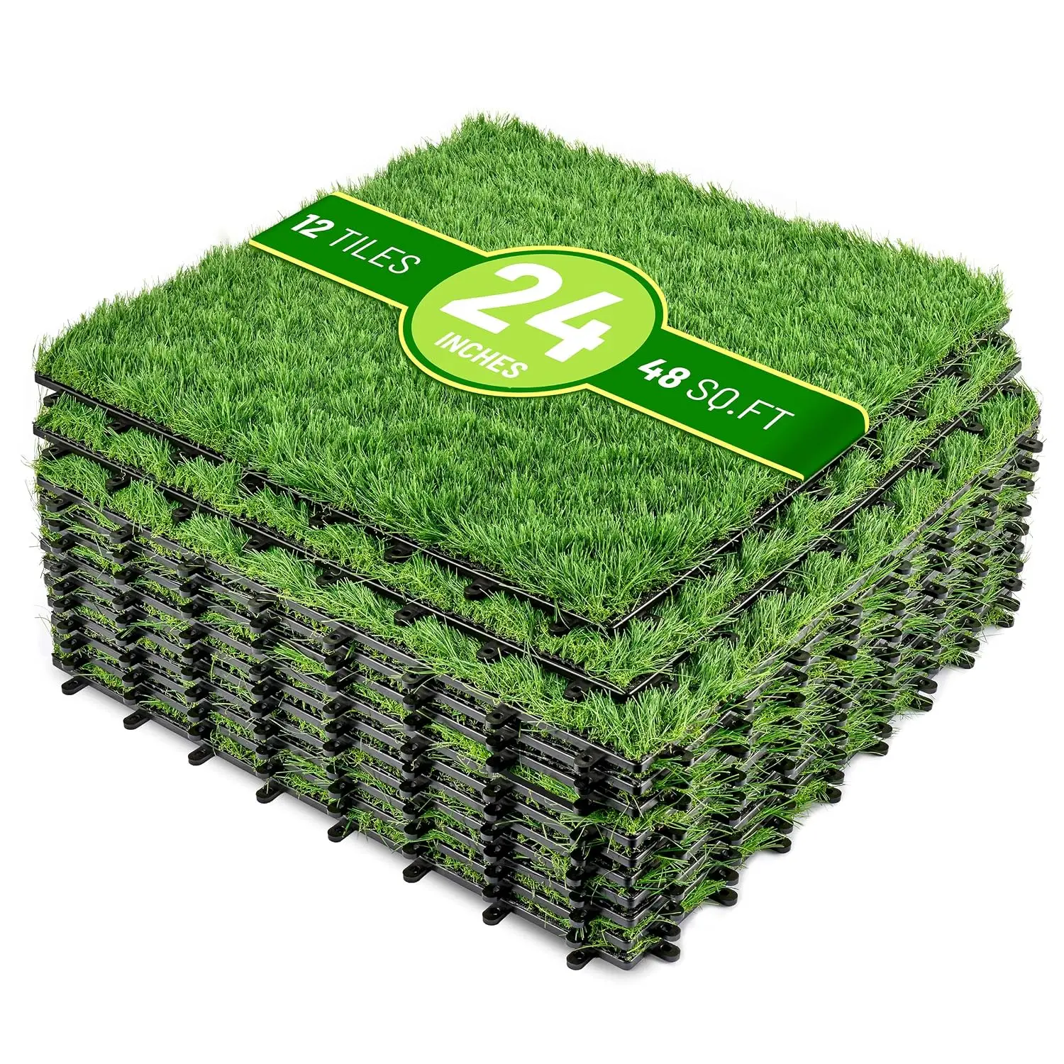 Self-draining fake-turf squares with an eight-buckle system for balconies, decks, pets and open-air flooring, Customized