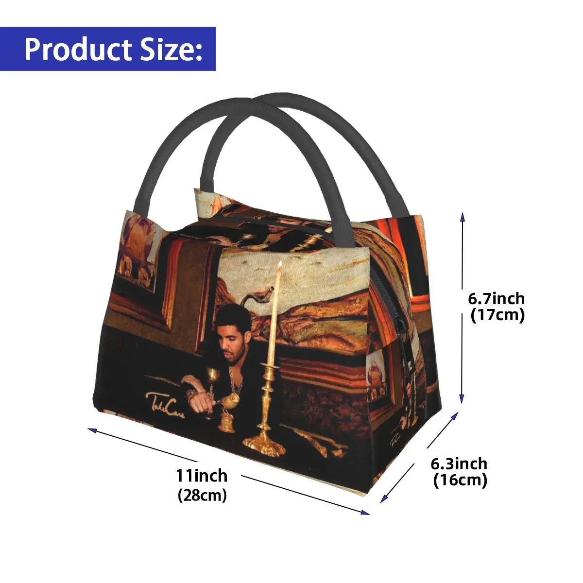 Hip Hop Rapper Drake Take Care Album Lunch Bag for School Bento Storage Food Boxes Container Cooler Thermal Lunch Box Tote