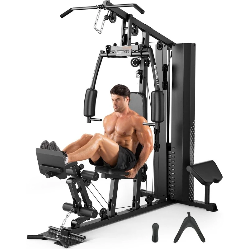 Home Gym Equipment, Multi-Functional Workout Equipment with 154LBS Weight Stack, for Leg Press, LAT Pull Down, Chest Presses