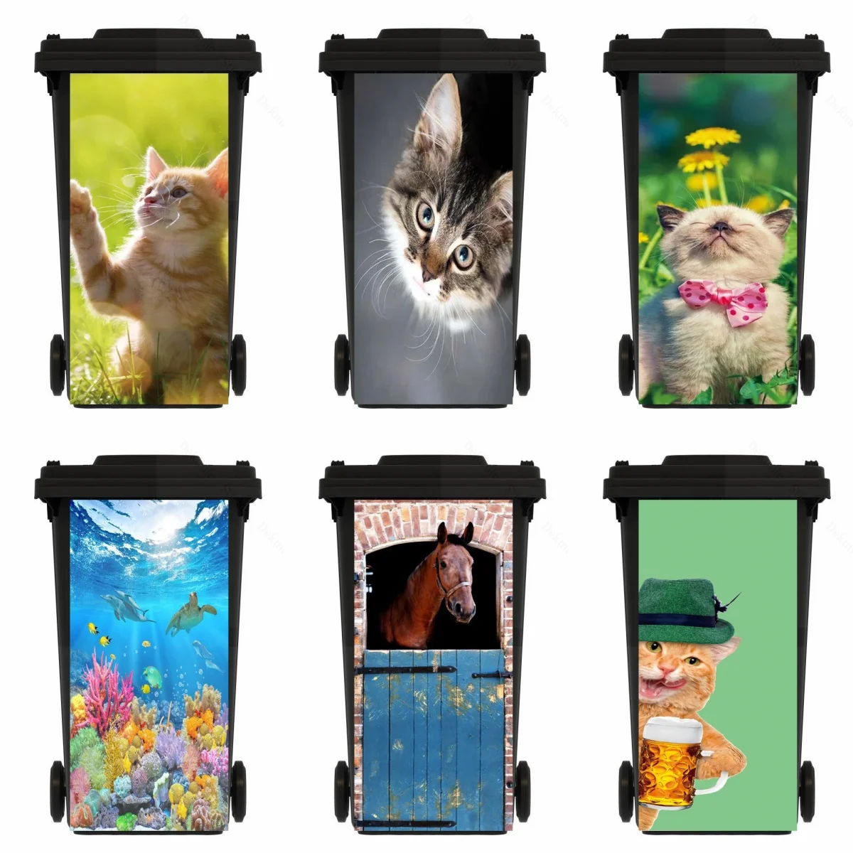 Cows Horse Cat Animal Outdoor Trash Can Sticker Kitchen Frog Trash Can Decorative Decal PVC Waterproof and Antifouling Home Art