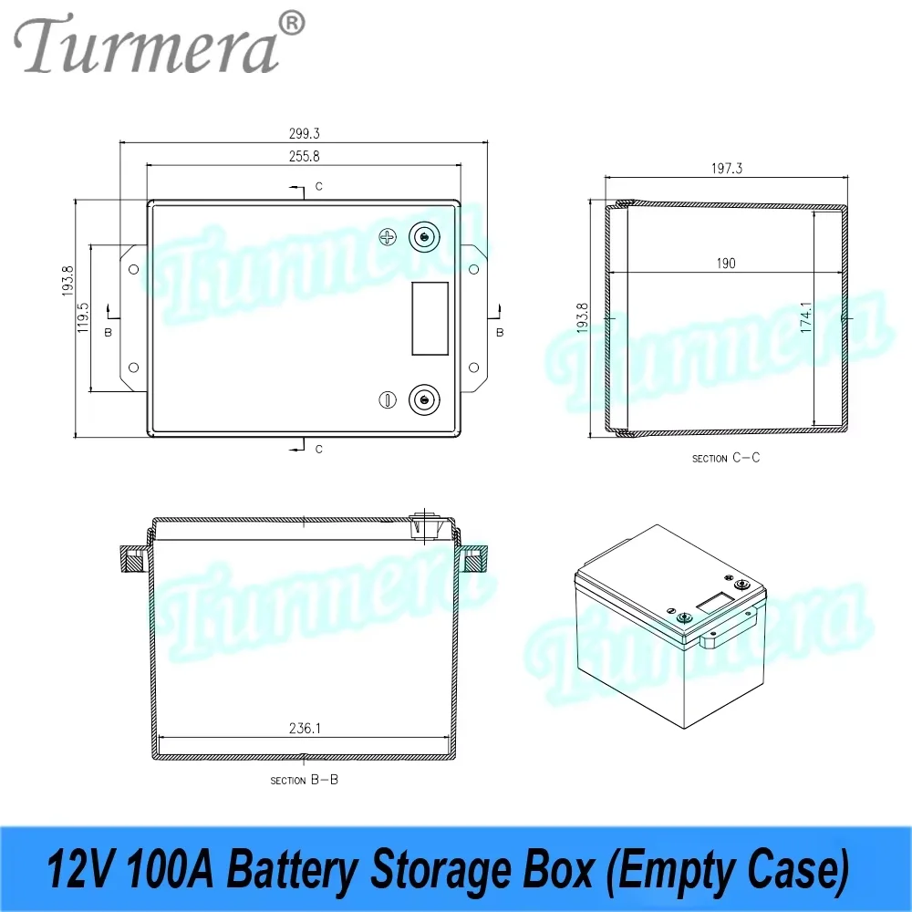 12V 100A Puste pudełko na akumulator Zestawy do samodzielnego montażu Szyna zbiorcza 12.8V 100A BMS dla 4S CATL 3.2V 120Ah Lifepo4 Akumulator Wymień kwasowo-ołowiowy Turmera — zdjęcie produktu 6