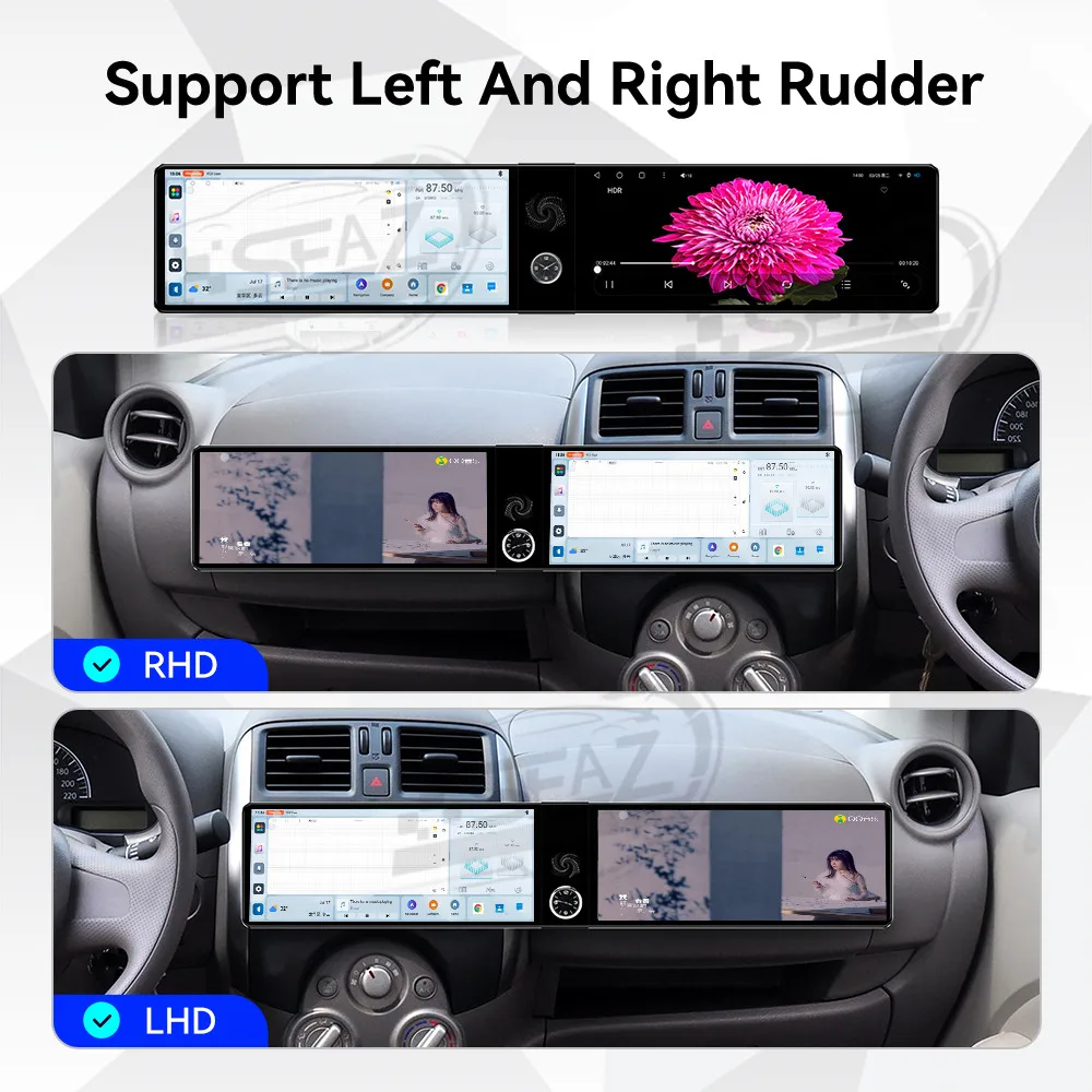 

24,6-дюймовый двухэкранный смарт-навигатор GPS для Nissan Sunny 2011-2013, автомобильная магнитола с Android Auto, CarPlay, AI, мультимедийный проигрыватель, головное устройство