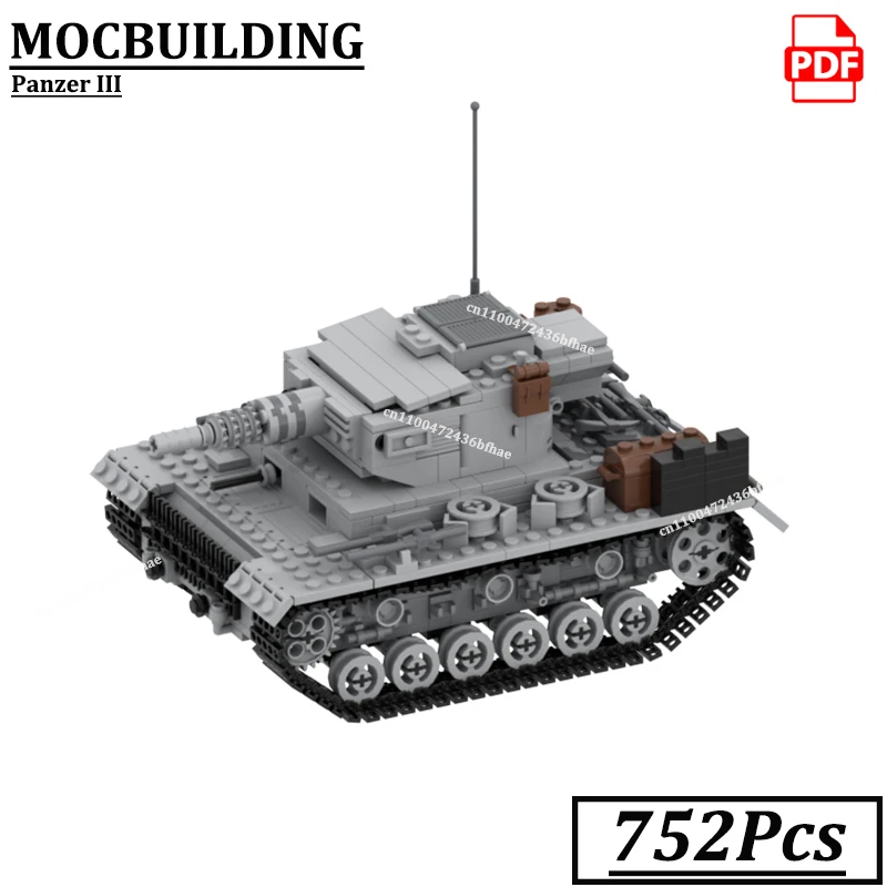 Panzer III Bricks Armoured Fighting Vehicle Model MOCBUILDING Military Battle Tank Construction Bricks Toys for Boys Girls