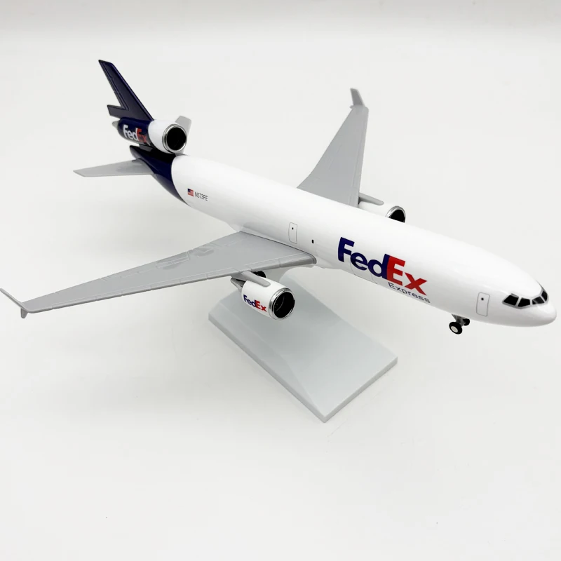 30cm 1/240 Scale Aircraft Fedex MD-11 Diecast Resin Airplane Model Kit with Stand Desktop Display Aviation Gift Home Decoration