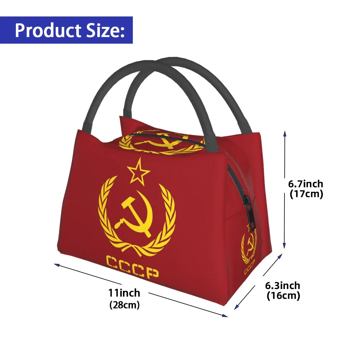 Russian USSR Soviet Union Hammer And Sickle CCCP Communist Lunch Bag for Women Kids Portable Food Boxes Thermal Lunch Box Tote