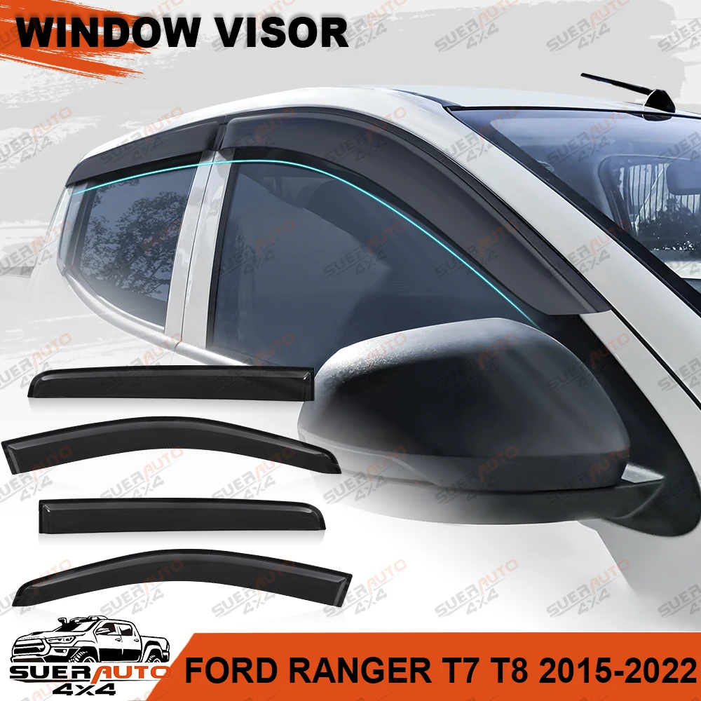 

Wind Deflector Car Window Visors Weathershield For Ford Ranger 2012-2022 Wildtrak XLT XLS XL Sun Rain Guard Car Accessories