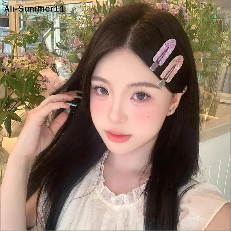 【A11】Koreanische Süße Liebes-Strass-Haarspange für Seitenpony, Niedliche Nahtlose Haarklammer, Haarspangen-Set