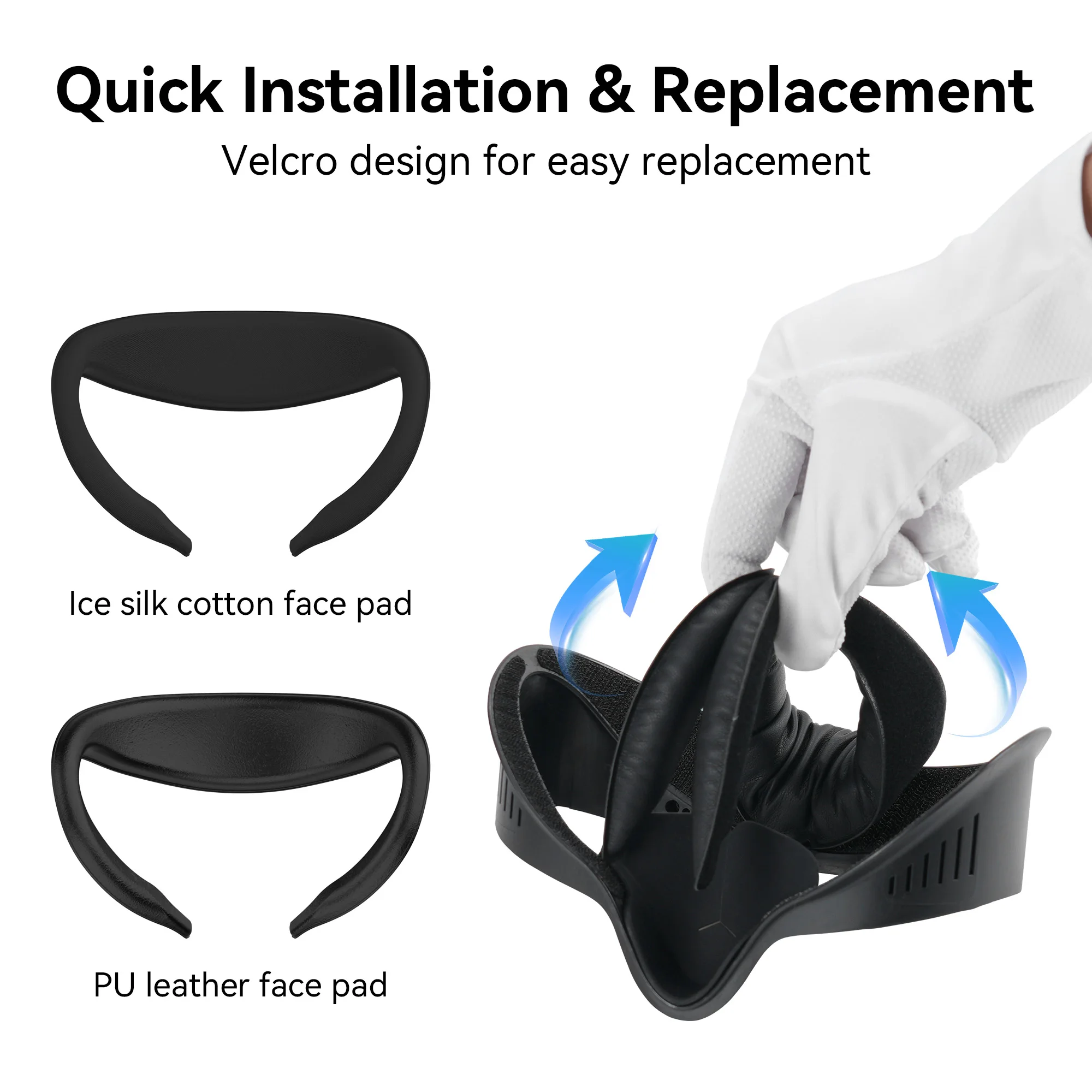 HIbloks Gesichtsbedeckungspad, Gesichtsschnittstelle für Meta Oculus Quest 3S, weiches PU-Lederpolster und Gesichtsbedeckung aus Eisseide-Baumwolle für Quest 3S – Detail 8