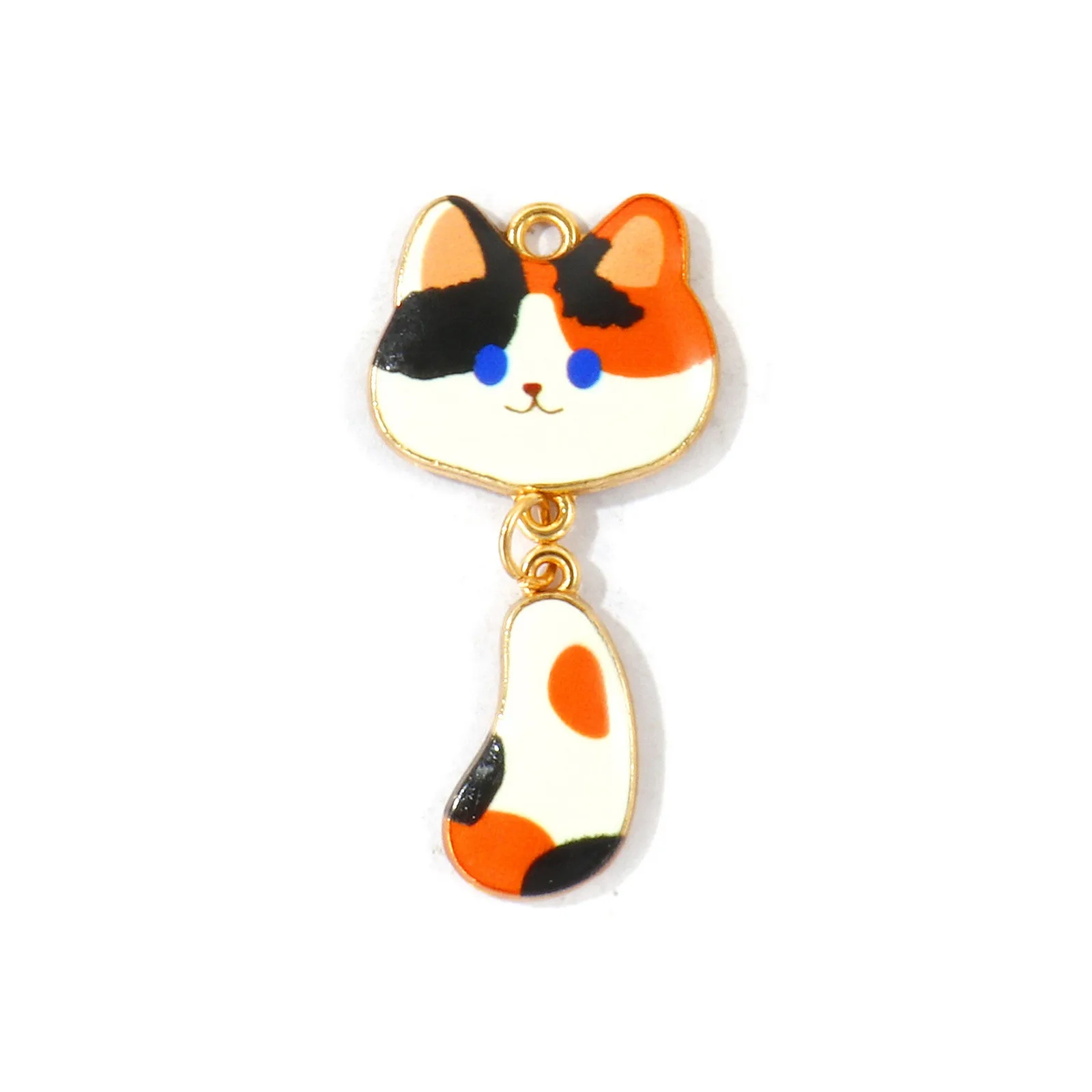 10 Stück Neue Cartoon-Katzen-Tier-Motiv-Anhänger, vergoldete Zinklegierung, mehrfarbige Emaille-Anhänger, DIY-Halskette, Armband, Schmuckgeschenk – Detail 5