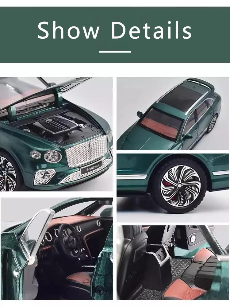 New 1:24 Simulation Bentayga Alloy Car Model Sound And Light Pull Back Toy Car Metal Luxury Suv Boys Collection Ornaments Gift