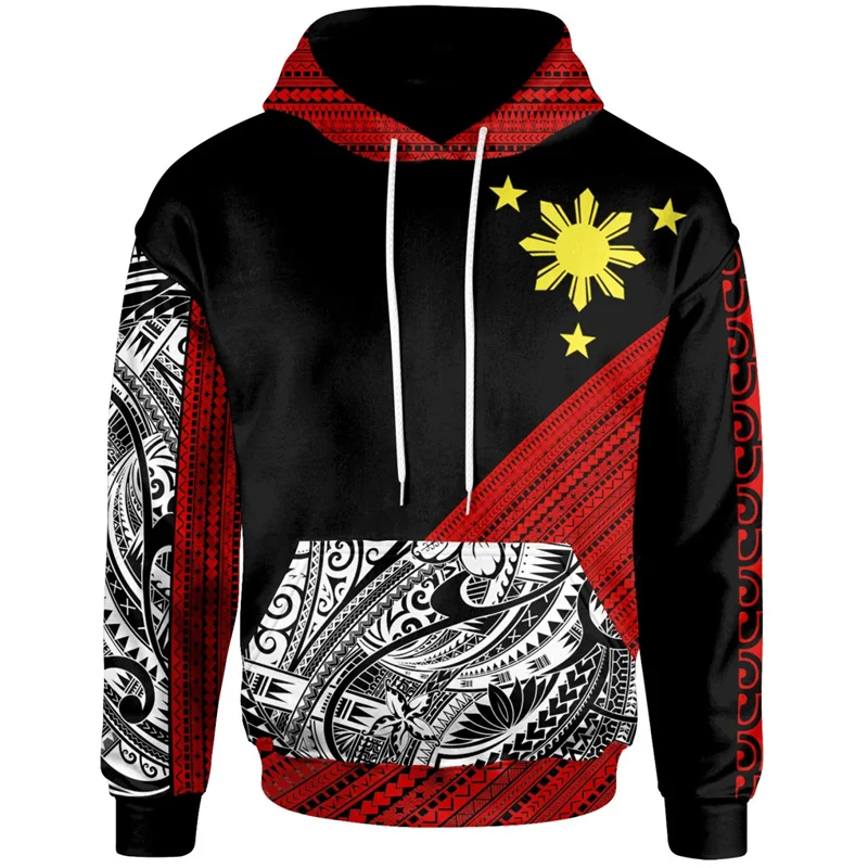 

New 3D Printed Republic Of The Philippines Flag Hoodies For Men Philippine National Emblem Graphic Hooded Hoody Vintage Clothing