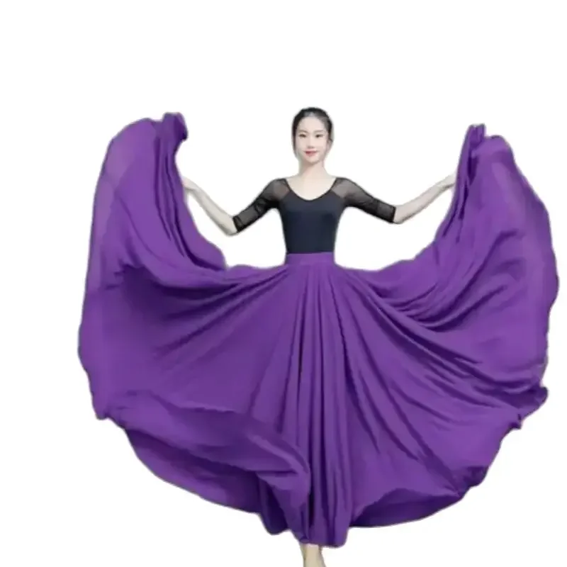 

2025se du ventre jupe solide femme danse moderne jupe en mousseline de soie