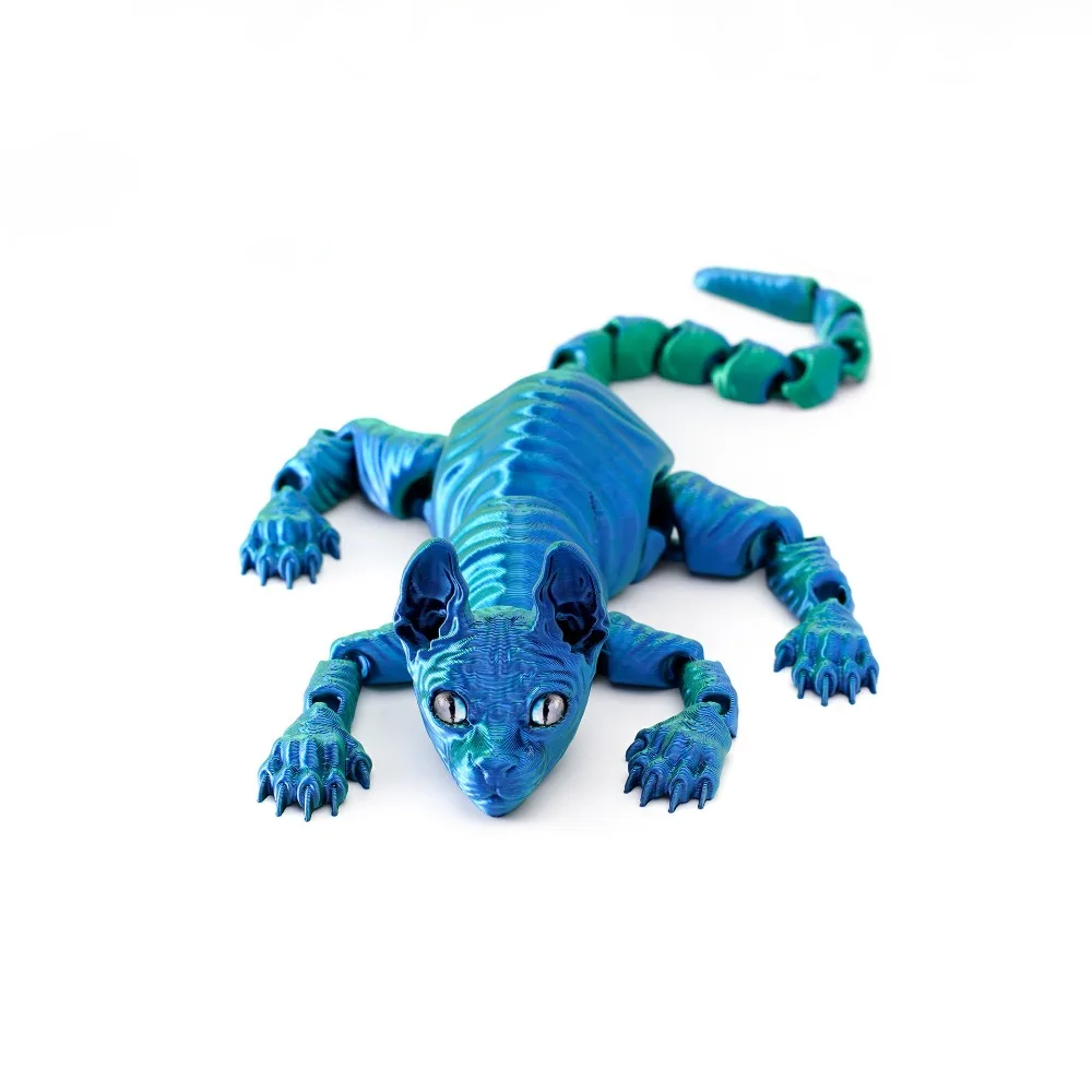 

Siamese Kitten 3D Printed Cat Multi-joint Articulated Mini Cat Figure Desktop Decor Colorful 3D Hairless Cat Doll Car Decoration