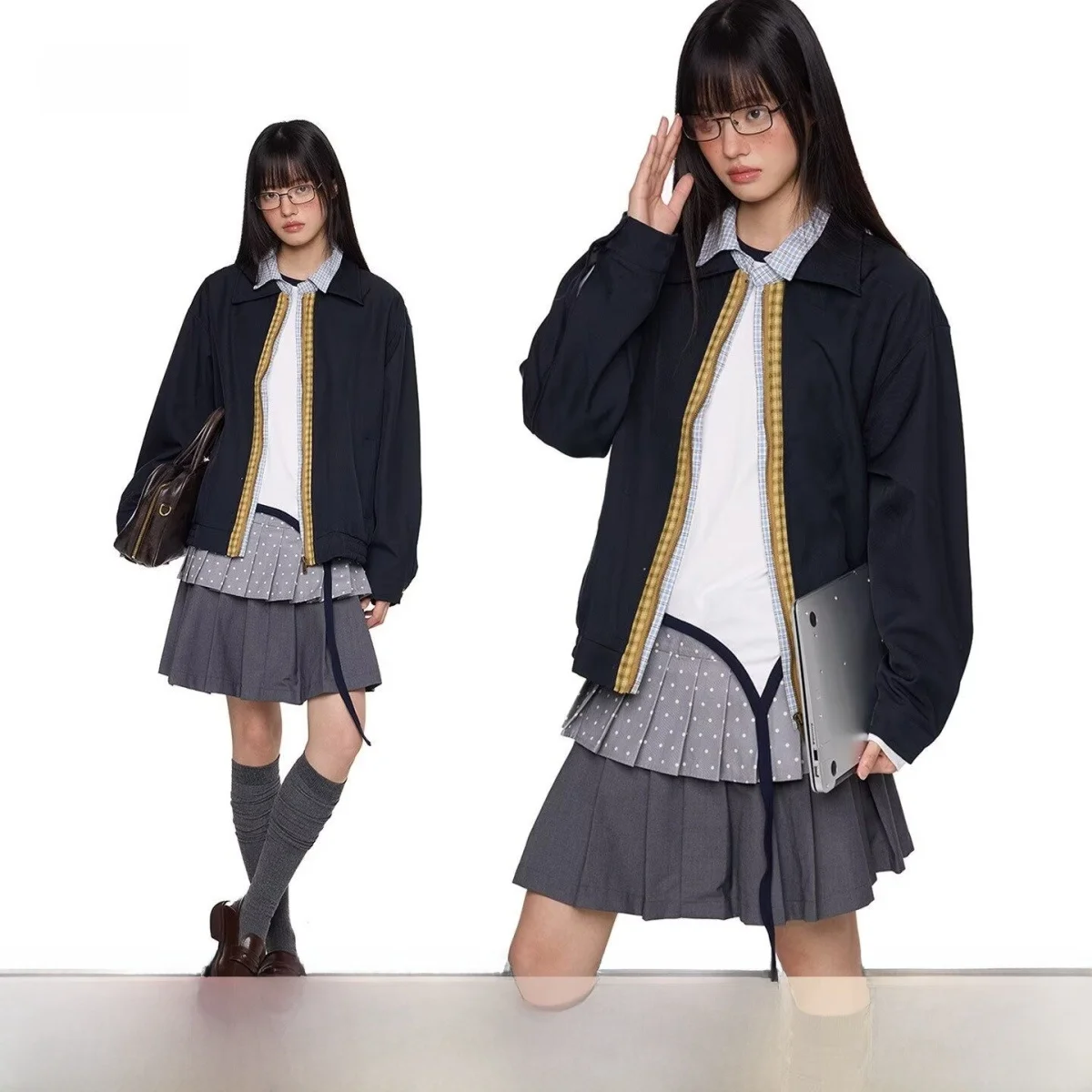 

Spring Autumn Loose Fit Men's Jaet Trendy Street Sle Harajuku Korean Version Casual Haome Outerwear Polyester Material