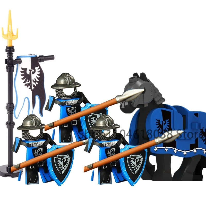 Green Dragon Raven Knights Shield Actionfiguren MOC Mittelalterliche antike Ritter Szene Baustein Kreatives Spielzeug für Kinder