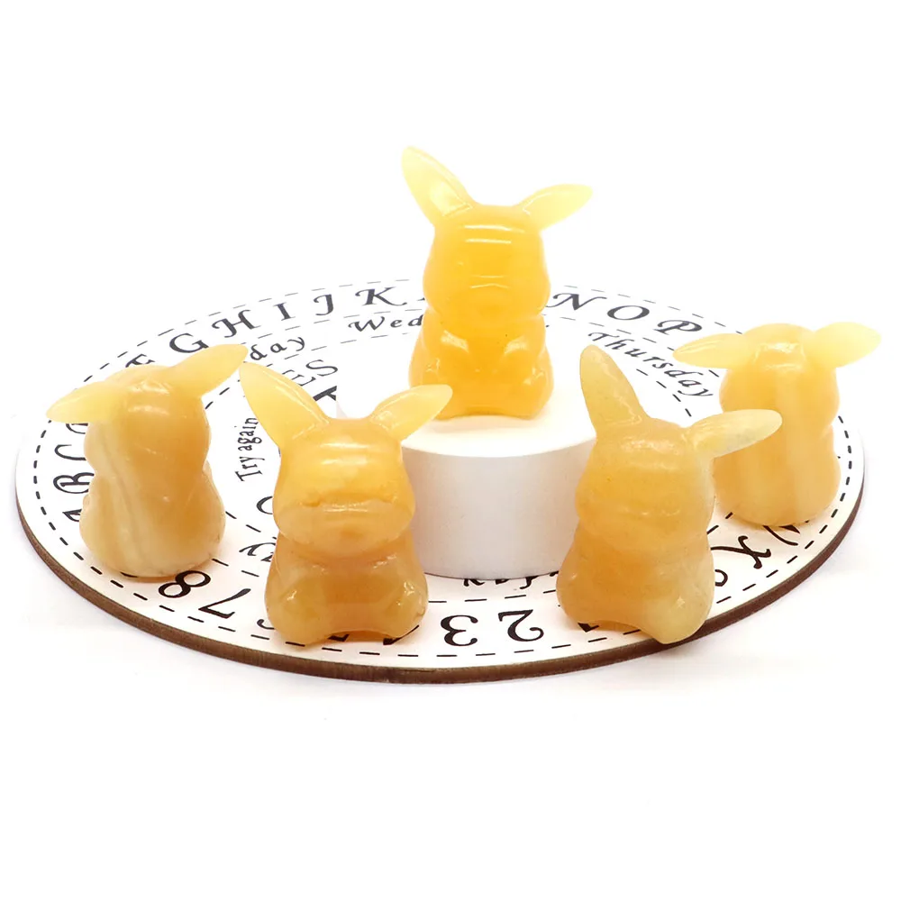 

1.5" Natural Crystal and Stone Yellow Jade Fantastic Baby Cartoon Bikachu Statue Carving Healing Home Decorations Holiday Gift