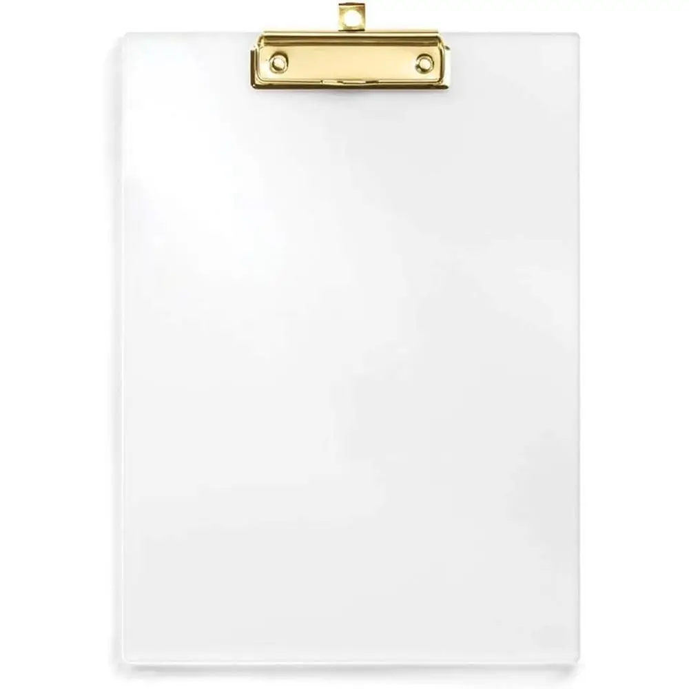 

Gold-Toned Acrylic Clipboard with Clear Cover, Ideal for Art Enthusiasts, Fashion Stylists, Calligraphers, Offices, Seminars, Ho