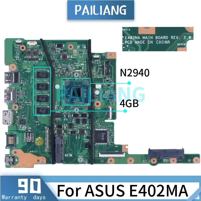 For ASUS E402MA N2940 Laptop Motherboard REV.2.0 With 4GB RAM Notebook Mainboard