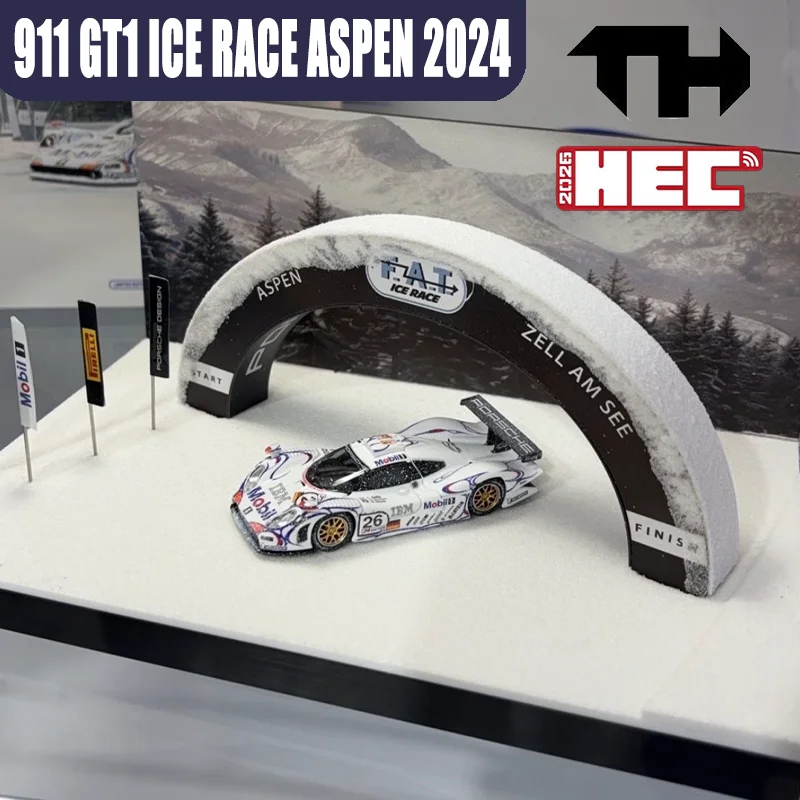 TH 1/64 911 GT1 ICE RACE ASPEN 2024 HEC 2026 Legierung Motorfahrzeug Spielzeug Druckguss Metallmodell Sammlung Jungen Weihnachtsgeschenk