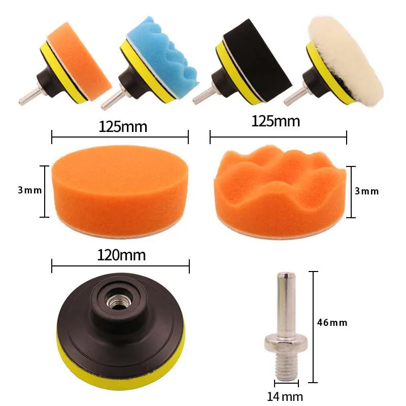 Car 5 Inch Polishing Pads For Dril 6 Pcs Professional Wax Polisher Kit Sponge Wool Discs Tools Paint Headlight Care Car Gadget