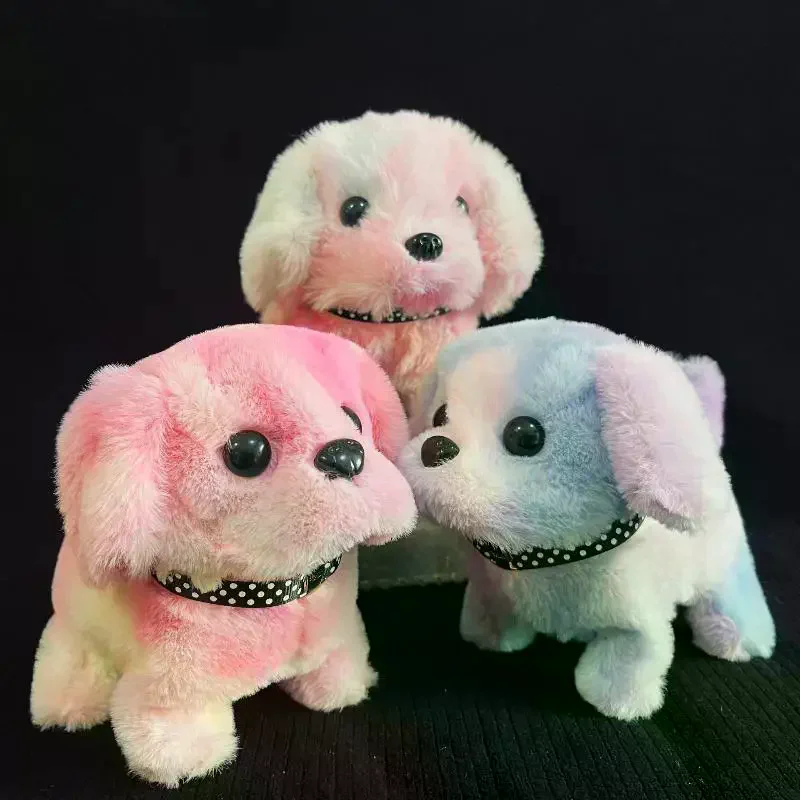 1Pcs Interaktive Welpen Puppe Mit Leine Elektronische Gehen Und Bellen Plüsch Hund Spielzeug Für Kinder Kleinkind Geschenke