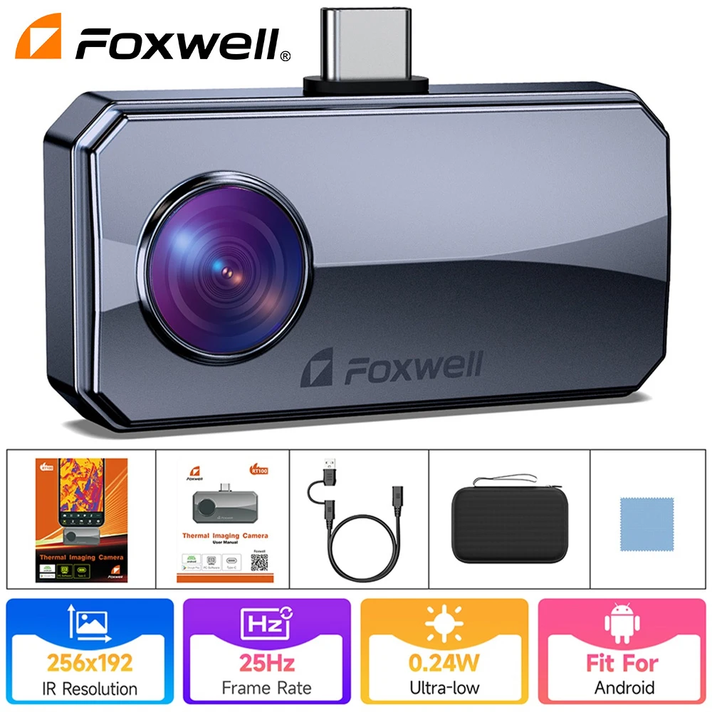 

FOXWELL RT100 Infrared Thermal Imaging Camera 256x192 IR Resolution Type-C For Android/IOS for Home/Automotive Leak Inspection