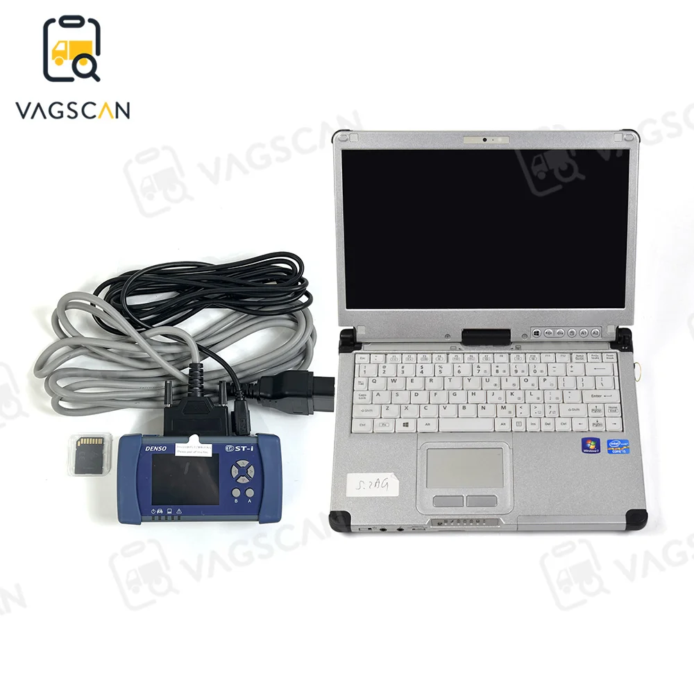 CF C2 Laptop for DENSO DST-i Heavy Duty Commercial Diagnostic Kit with USB OBD II Cable Tester DST with Software Diagnosis Tool