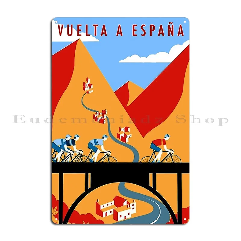 Vuelta A Espana Vintage Bicycle Racing Print Metal Sign Pub Custom Club Custom Club Bar Tin Sign Poster