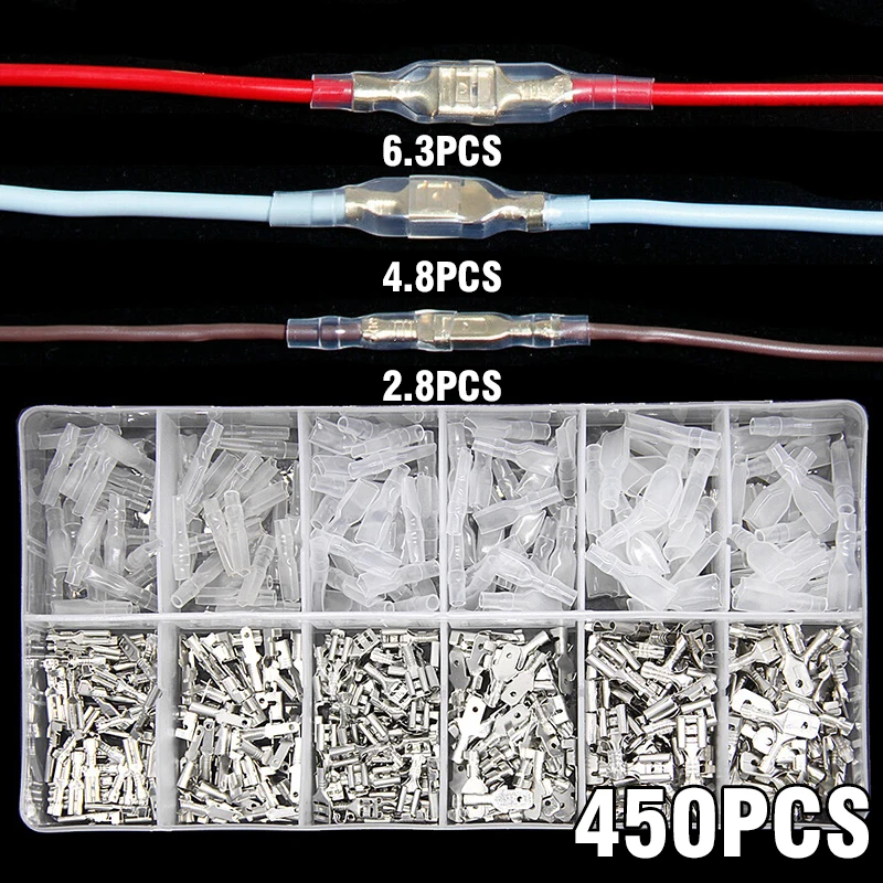 120/135/270/315/480/450/720/900/1000PCS Male and Female Terminals 2.8 4.8 6.3 Plug-in Spring Plug Sleeve Combination