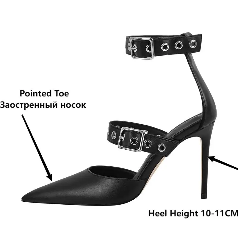 Onlymaker Women Pointed Toe Belt Buckle  Thin High Heel  Heels For Evening Party Dress Big Size Stiletto Pumps