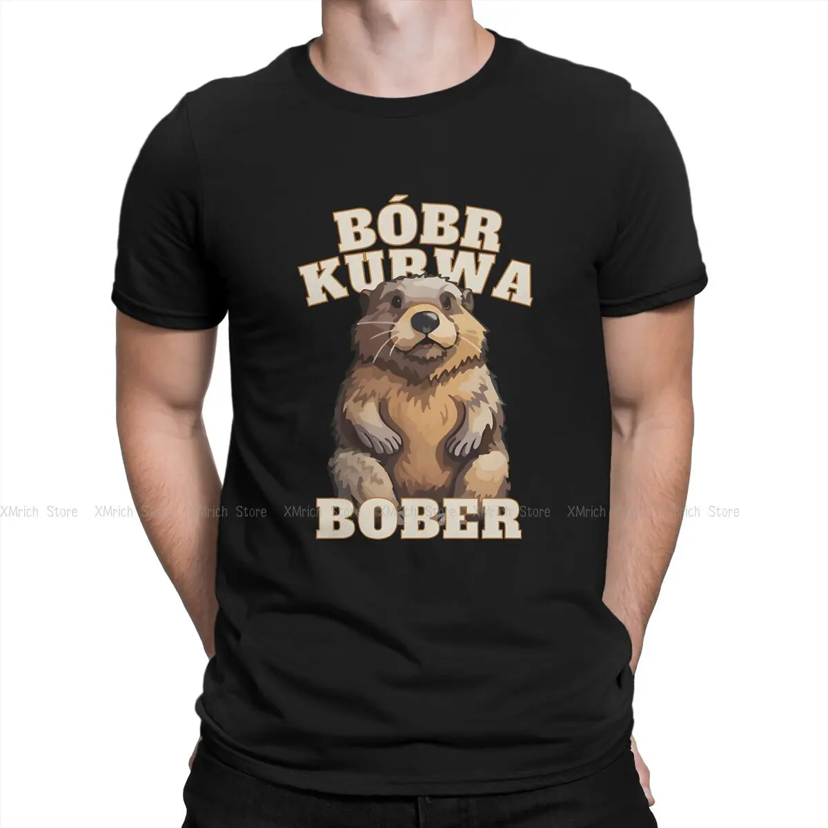 Camiseta de Bobr Kurwa para hombre, camisa de manga corta con cuello redondo, 100% algodón, Humor, alta calidad, Idea de regalo