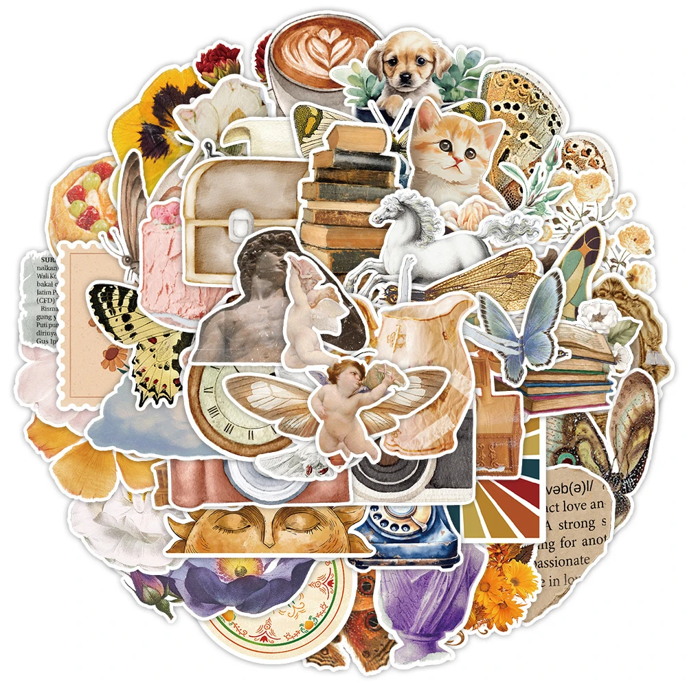 

10/30/50pcs Retro Boho Art Graffiti Stickers Cartoon Decoration Decal DIY Diary Car Laptop Cute Waterproof Sticker Kids Girl Toy