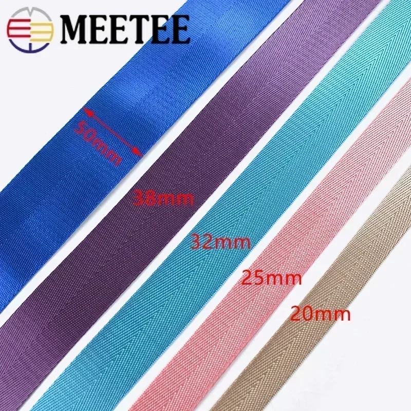 8M 20-38mm 1mm Thick Nylon Webbing Tape Backpack Strap Band Ribbons Seat Belt Label DIY Bag Binding Fabric Sewing Accessories