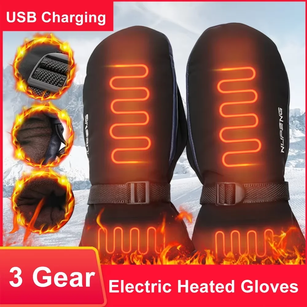 

USB Heated Men Women Ski Gloves Ultralight Waterproof Winter Warm Gloves Snowboard Gloves Motorcycle Riding Snow Windproof Glove