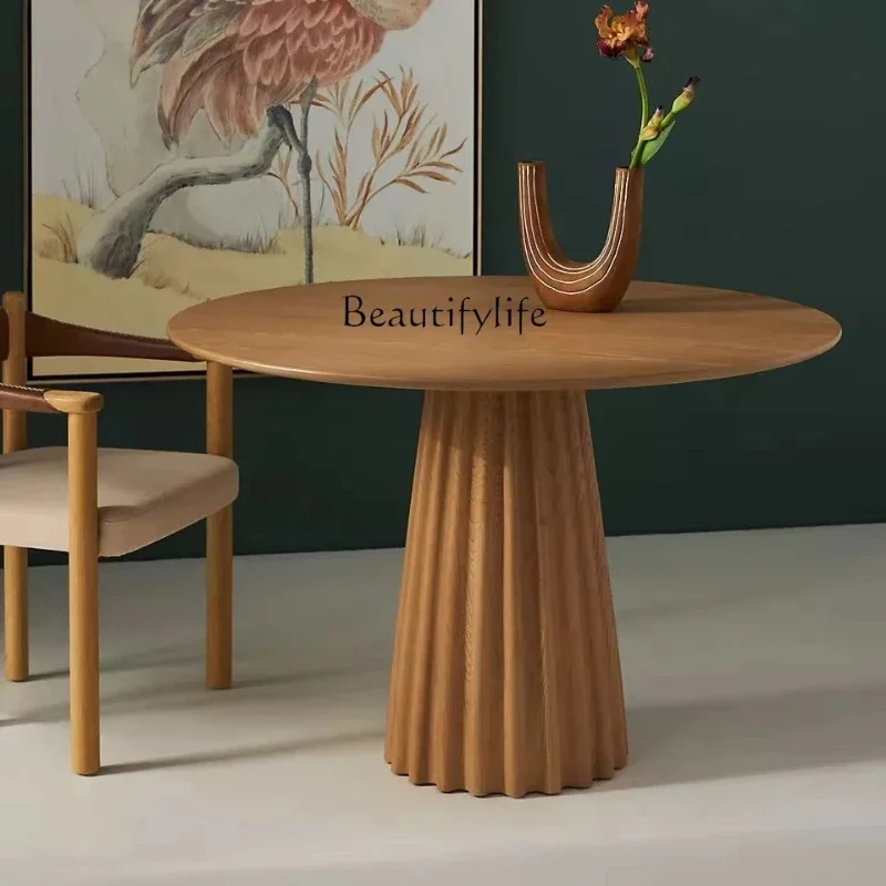 

ls 04American French retro solid wood round table South East Asia log design coffee table