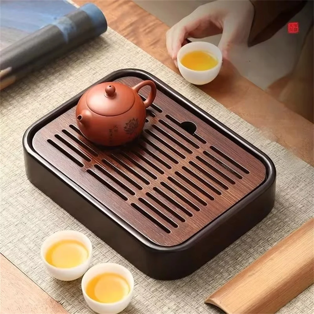 

Chinese Natural Bamboo Drainage Tea Tray Household Small Tray Simple Square Tea Sea Kung Fu Tea Set Accessories Dry Bubble Table