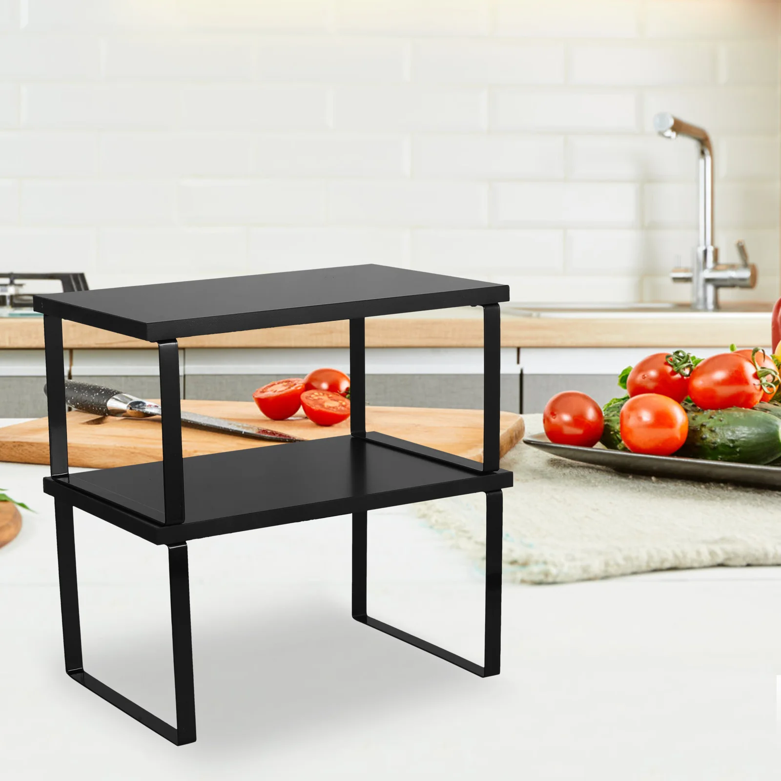 

2Pcs Expandable Wood Kitchen Shelf Multifunctional Spice Storage Organizer for Cabinets Countertop Desktop Pantries