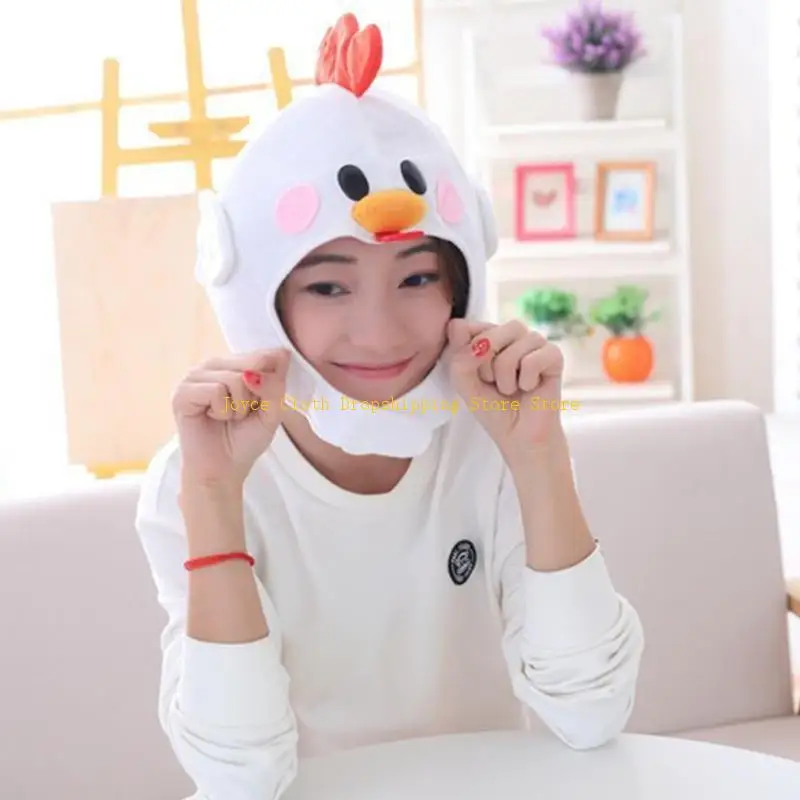 

Novelty Funny Cartoon Chicken Animal Plush Hat Stuffed Toy Full Headgear Cap Cosplay Costume Festival Party Photo Props 10CD