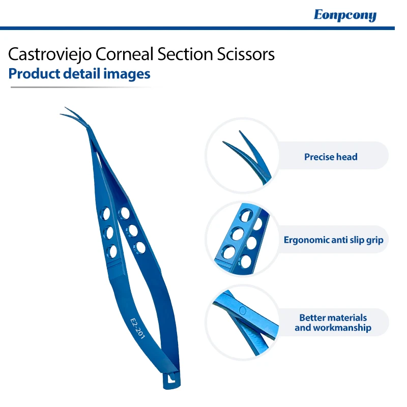 Titanium Alloy Castroviejo Corneal Section Scissors Sharp Tip Reusable Micro Ophthalmic Eye Operating Scissors
