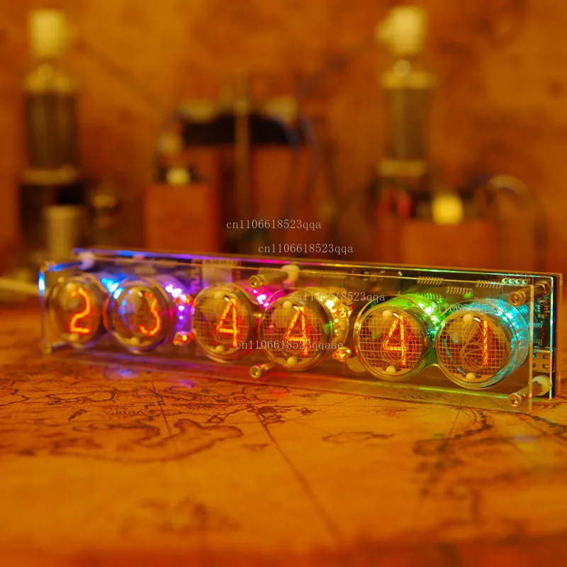 Non-Glow Clock 6 Six-digit in4 Tube Cybertech Punk Gaming Computer Desktop Table Ornament