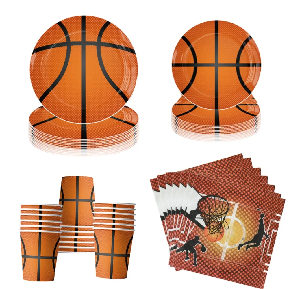 Basketball Birthday Decorations Baby Share Disposable Tableware Party Package Tablecloth Kids Favor Childrens Party Supplies