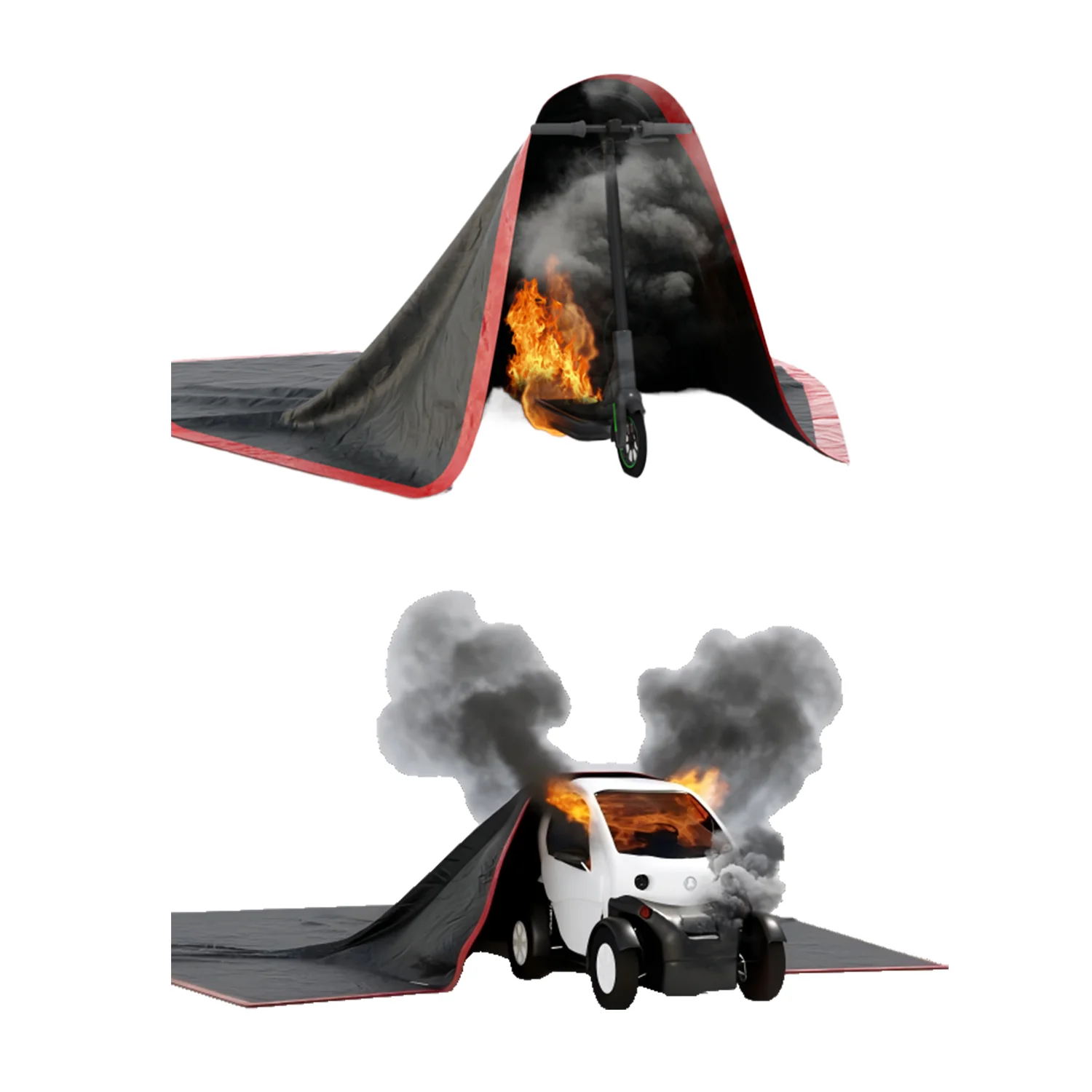 

High Temperature Vehicle Fire Blanket Quick Deploy Fiberglass Fireproof Cover for Cars and New Energy Vehicles