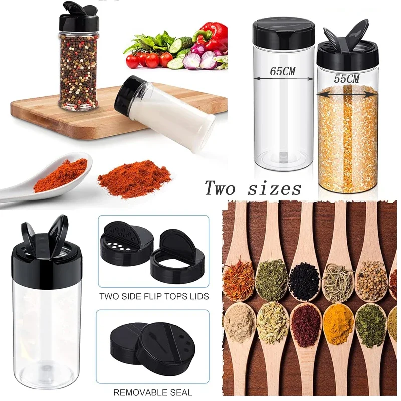 1Pcs 100ml-420ml Clear Plastic Spice Jar Powder Dispenser Bottle Empty Pepper Shaker Seasoning Container Kitchen Spice Organizer