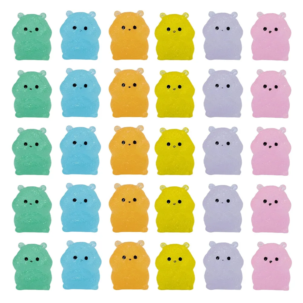 48Pcs Night Glow Mini Resin Hamster Statue Cute Small Animal Ornaments for DIY Fairy Garden Bonsai Micro Landscape Decoration