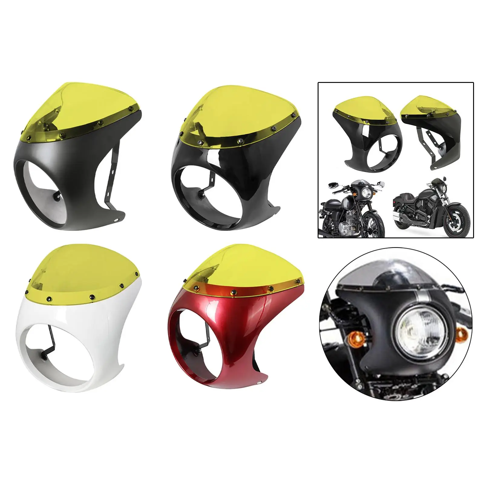 Headlight Fairing Screen Accessories Round Headlights Lamp Replacement Attachment Motorcycle Windshield for Motorbike