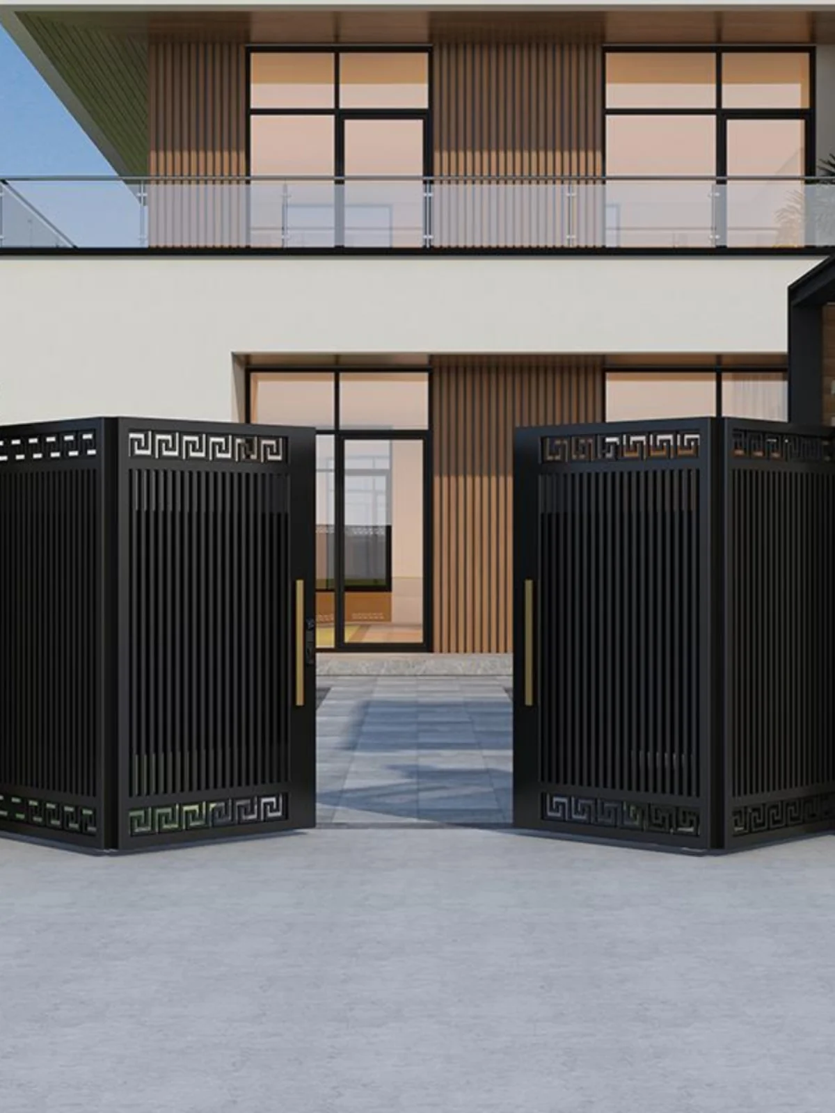 Aluminum alloy door Villa Courtyard gate Electric folding door Garage door head Outdoor rural iron gate Walled garden gate