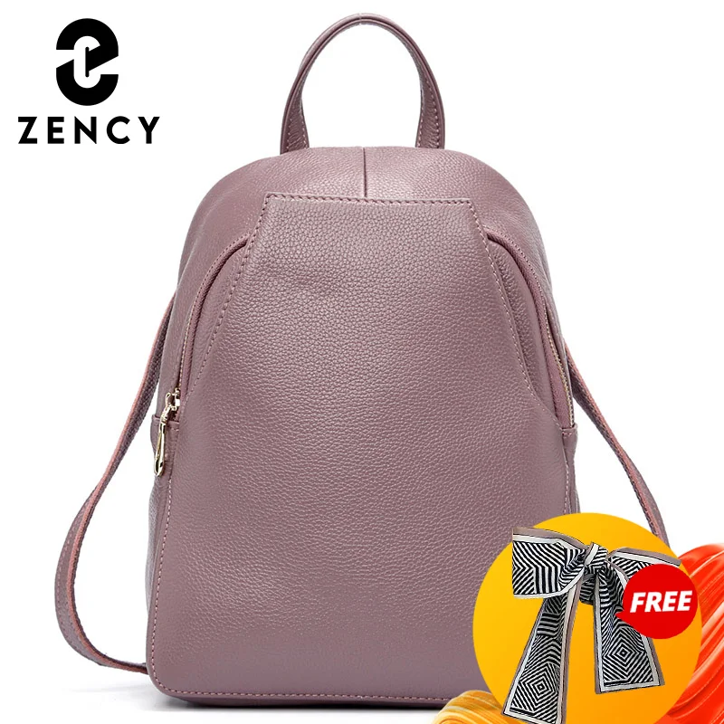 Zency-Mochila De cuero genuino para mujer, bolso de viaje a la moda, mochila diaria para vacaciones, estilo Preppy, mochila escolar para niña