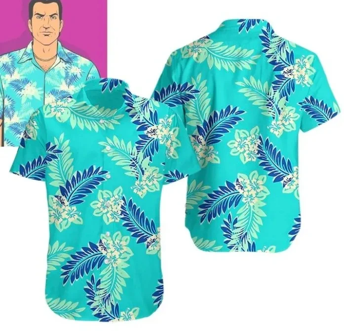 

Newest Beach Men's Shirts Game GTA Hawaiian Shirt 3D Print Camisa Summer Casual Vacation Style Short Sleeve Oversized Streetwear